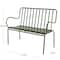 44.25" Green Metal Slatted Outdoor Bench with Curved Armrests